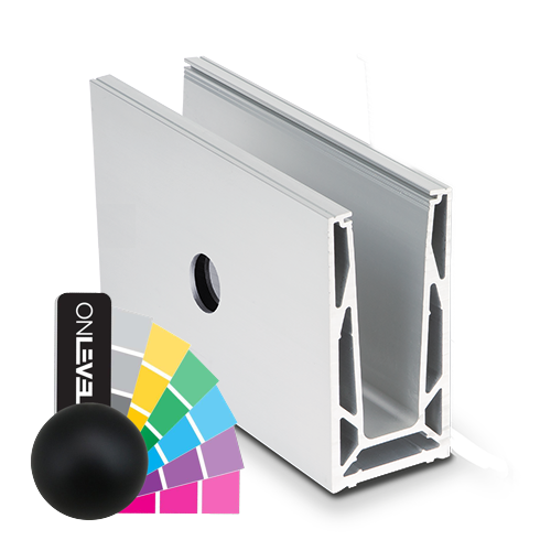 TL-6081 Glas profiel  L=5000mm aluminium RAL mat