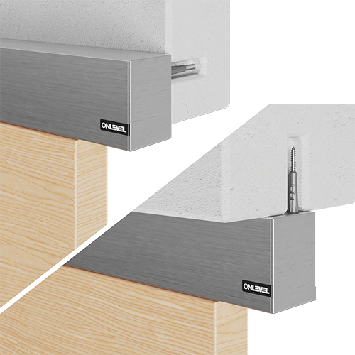 INFINITYSLIDE 69kg set wall/ceiling mounting wood 1-panel including dampers L=2mtr, aluminum stainless steel look