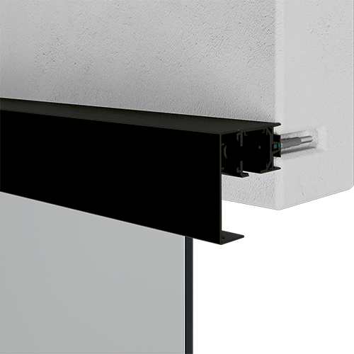INFINITYSLIDE 69kg muur afstand profiel set glas/hout L=2mtr, aluminium zwart geanodiseerd