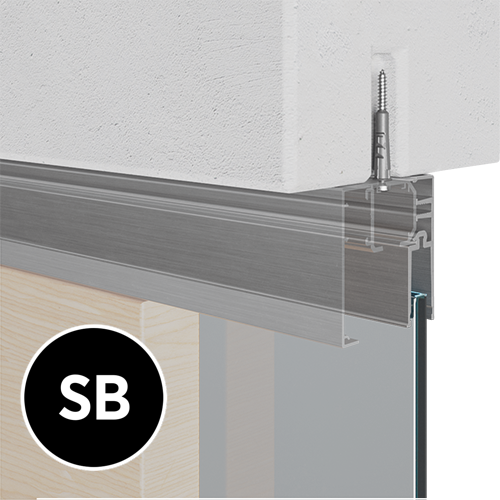 INFINITYSLIDE 69kg Festglas-Set für Deckenmontage von Glas- und Holztüren, 2 Paneele L=3m, Aluminium schwarz eloxiert