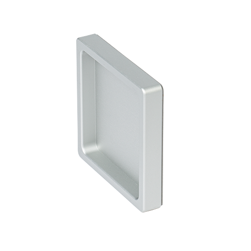 Shell handle set self sticking 65x65x10mm, alum. natural anodized