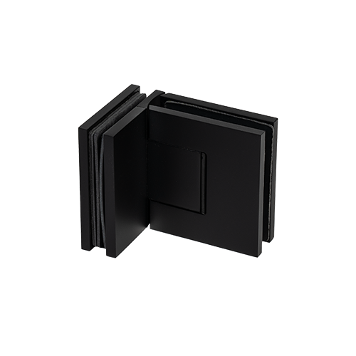 EXCITE douchedeur scharnier glas-glas 90°, 2-richtingen glas 8/10mm, messing Stealth Black