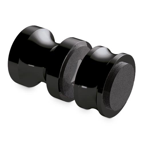 Bouton de porte de douche Ø35mm, 2 faces 1 côté avec amortir verre 6-12mm, laiton Stealth Black