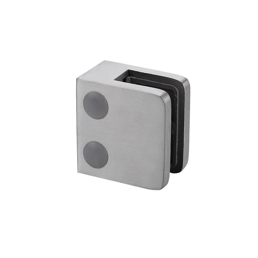 Glassklemme modell 26, med flat tilk. glass 8/10/12mm, AISI 316 satin. (inkludert glassgummi)