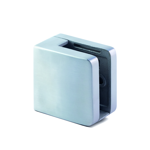 Glasklem model 27, vlakke aansluiting glas 8/10/12mm, rvs 316 geb. (inclusief glasrubbers)