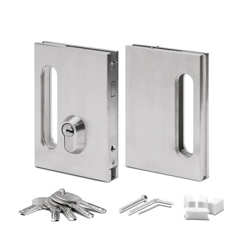 SunView Verschlusssystem Satz für Glas 10-12mm, V2A gebürstet