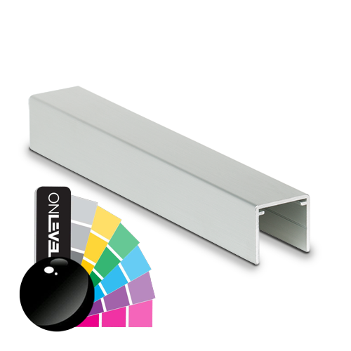 Handleuning U-profiel 30x28x2mm L=5000mm, alum. RAL glanzend