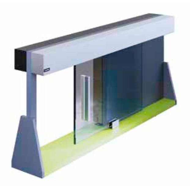 INFINITYSLIDE tafel display glas/hout