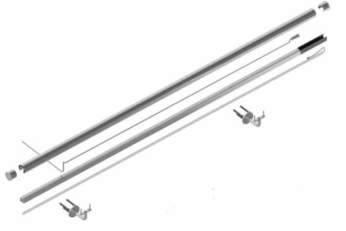 LAZORTRACK wall handrail set Ø42.4x1.5mm L=5mtr, AISI 316 satined (discontinued product until 30/06/2026 or while stocks last)