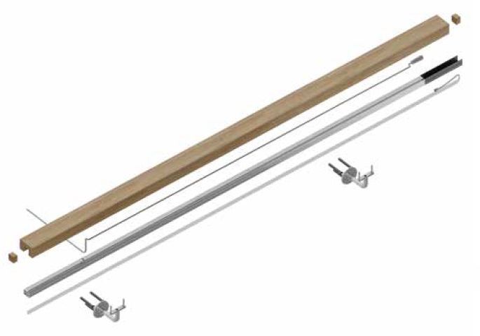 LAZORTRACK wall handrail set 60x40mm L=5mtr outdoor, oak laquered