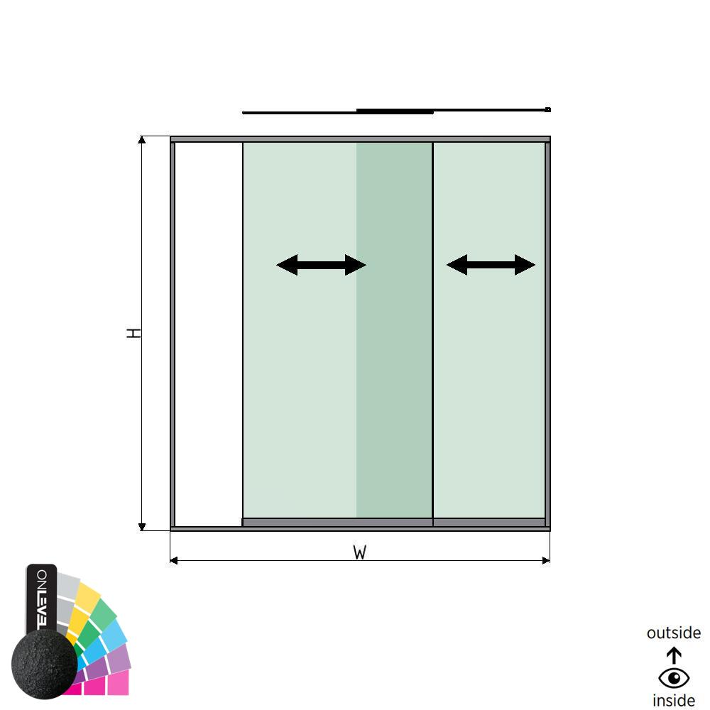 SunView glass wall L=xxxxmm H=xxxxmm 2-lanes, 1-field type right, aluminum RAL struct.