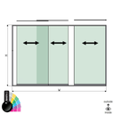SunView model 1 right opening 3-lanes full height L=xxxxmm (max. 4000mm) H=xxxxmm (max. 2600mm), aluminum RAL shiny (excl. locks, drivers and glass)