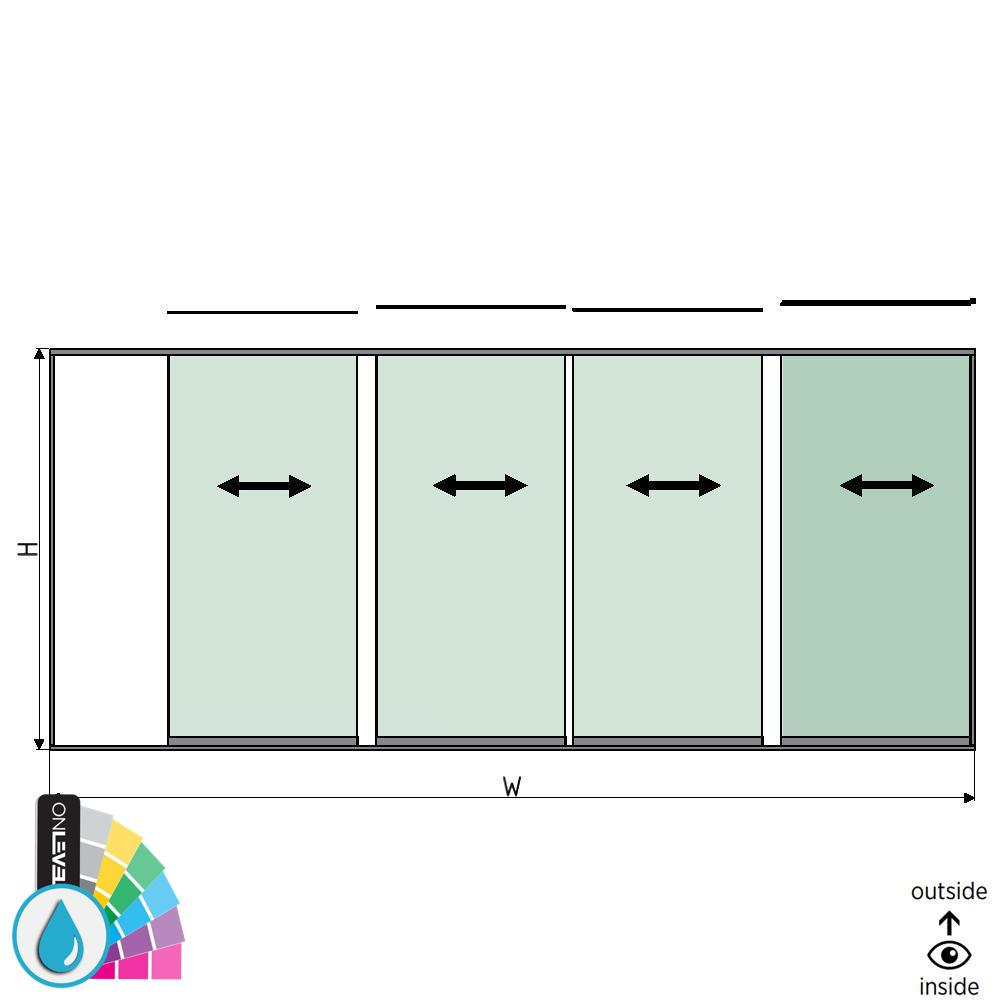 SunView model 1 right opening 5-lanes full height L=xxxxmm (max. 6000mm) H=xxxxmm (max. 2600mm), aluminum ARMOR RAL (excl. locks, drivers and glass)