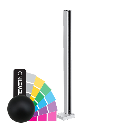 GUARDIAN OF THE UNIVERSE endpost top handrail 58x58mm H=1100mm glass 10.76mm, aluminum RAL matt