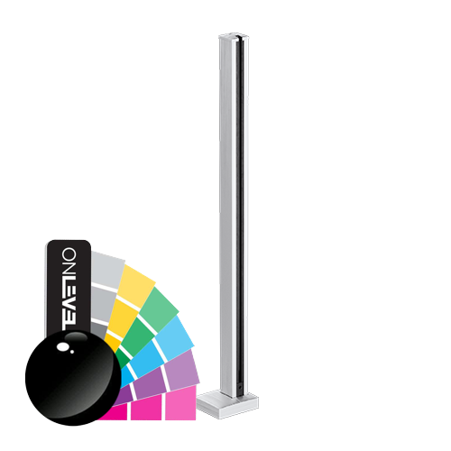 GUARDIAN OF THE UNIVERSE midden staander top open 58x58mm H=1100mm glas 10.76mm, alum. RAL glanzend