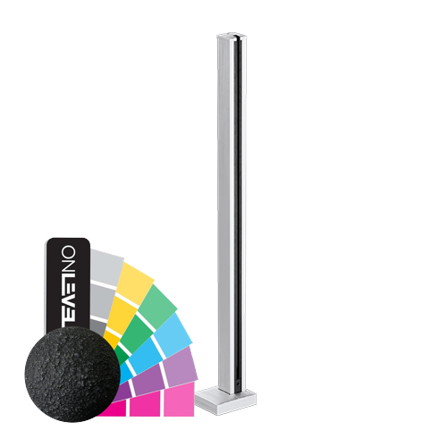 GUARDIAN OF THE UNIVERSE supp. centrale en haut ouvert 58x58mm H=1100mm verre 10.76mm, alum. RAL rugueux