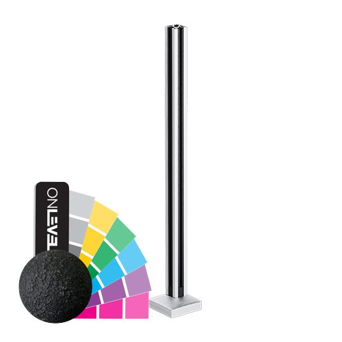 GUARDIAN OF THE UNIVERSE hoekstaander top handleuning 58x58mm H=1100mm glas 10.76mm, alum. RAL struct.