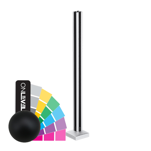 GUARDIAN OF THE UNIVERSE hoekstaander top handleuning 58x58mm H=1100mm glas 10.76mm, alum. RAL mat