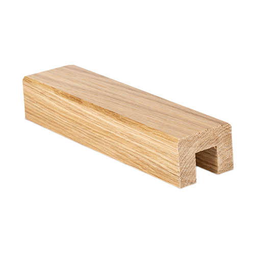 Houten glas handreling 60x40mm L=2.5mtr eiken gelakt