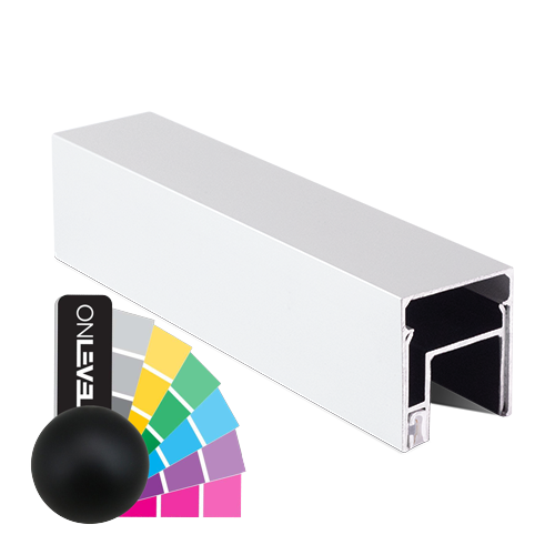 LAZORTRACK complete set 42x48mm glass mounting, glass 8-11mm L=2.5mtr aluminum RAL matt