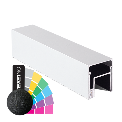 LAZORTRACK complete set 42x48mm glass mounting, glass 12-13.5mm L=10mtr aluminum RAL struct.