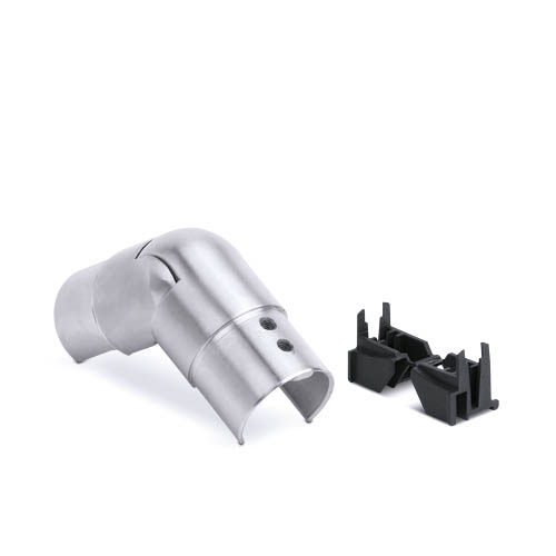 LAZORTRACK corner connect. Ø42.4x1.5mm adjustable down AISI 316 satined (discontinued product until 30/06/2026 or while stocks last)