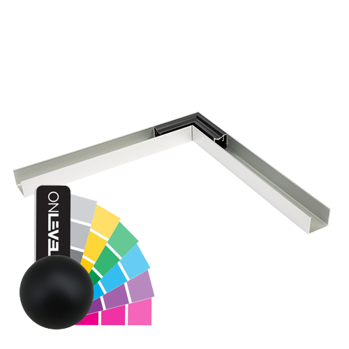 LAZORTRACK muur handreling 42x34mm binnenhoek 90°, alum. RAL mat