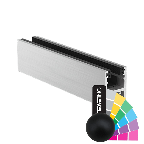 KAZIWALL top profiel glas 16.76/17.52mm L=2500mm, alum. RAL mat