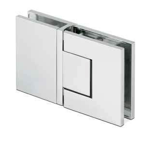 EXCITE douchedeur zwenkscharnier glas-glas 180° met nulstandsinstelling glas 8/10mm, messing verchroomd