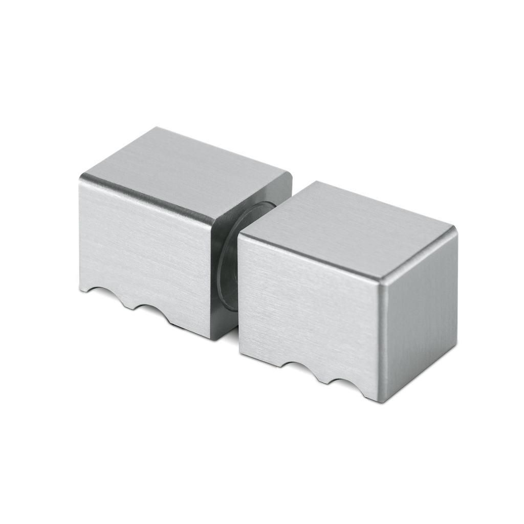 Douche deurknop 30x30x30mm, 2-zijdig, glas 6-12mm messing verchroomd