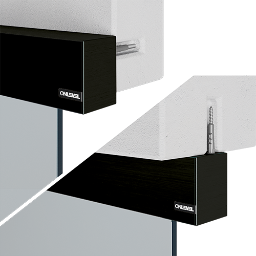 INFINITYSLIDE 69kg set wall/ceiling mounting glass 1-panel including dampers L=2.5mtr, aluminum black anodized