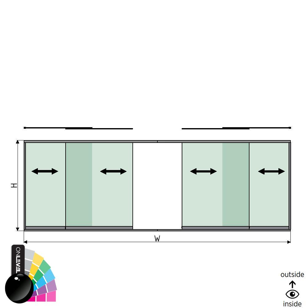 SunView modèle 1 ouverture gauche/droite 2-voies demi-hauteur L=xxxxmm (max. 6000mm) H=xxxxmm (max. 1700mm), aluminium RAL brillant (à l’exclusion des serrures, des conducteurs et des vitres)