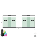 SunView modèle 1 ouverture gauche/droite 2-voies demi-hauteur L=xxxxmm (max. 6000mm) H=xxxxmm (max. 1700mm), alum. RAL rugueux (à l’exclusion des serrures, des conducteurs et des vitres)