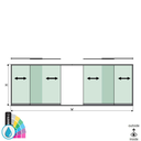 SunView model 1 left/right opening 2-lanes half height L=xxxxmm (max. 6000mm) H=xxxxmm (max. 1700mm), aluminum ARMOR RAL (excl. locks, drivers and glass)