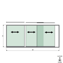 SunView Modell 1 linke Öffnung 3-spurig halbe Höhe L=xxxxmm (max. 4500mm) H=xxxxmm (max. 1700mm), Aluminium natur eloxiert (exkl. Schlösser, Mitnehmer und Glas)