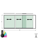 SunView modèle 1 ouverture à gauche 3-voies demi-hauteur L=xxxxmm (max. 4500mm) H=xxxxmm (max. 1700mm), alum. RAL rugueux (à l’exclusion des serrures, des conducteurs et des vitres)