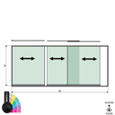 SunView model 1 opening links 3-baans halve hoogte L=xxxxmm (max. 4500mm) H=xxxxmm (max. 1700mm), alum. RAL mat (excl. sloten, meenemers en glas)