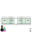 SunView model 1 links/rechts opening 3-baans halve hoogte L=xxxxmm (max. 9000mm) H=xxxxmm (max. 1700mm), aluminium RAL glanzend (excl. sloten, meenemers en glas)
