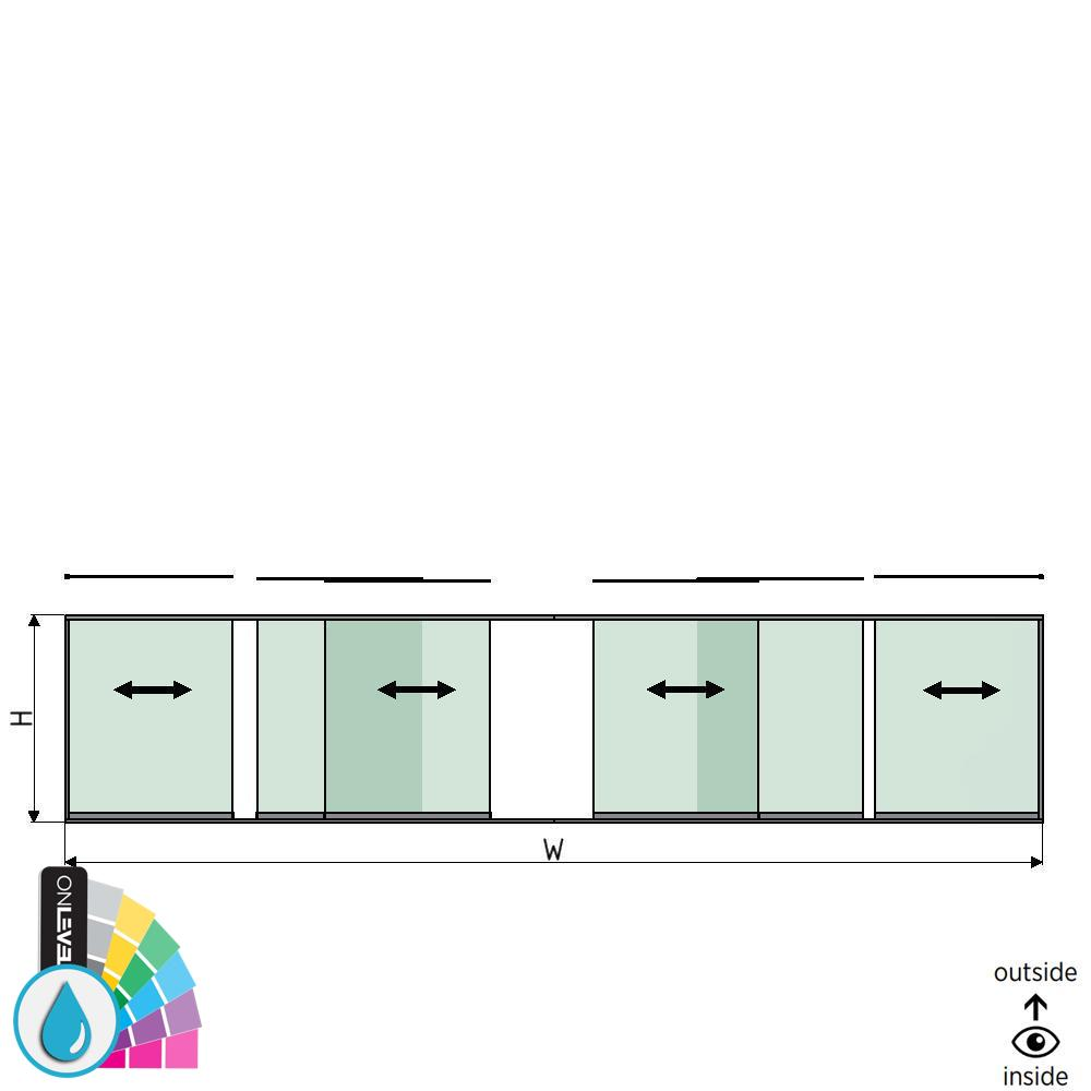 SunView model 1 links/rechts opening 3-baans halve hoogte L=xxxxmm (max. 9000mm) H=xxxxmm (max. 1700mm), aluminium ARMOR RAL (excl. sloten, meenemers en glas)