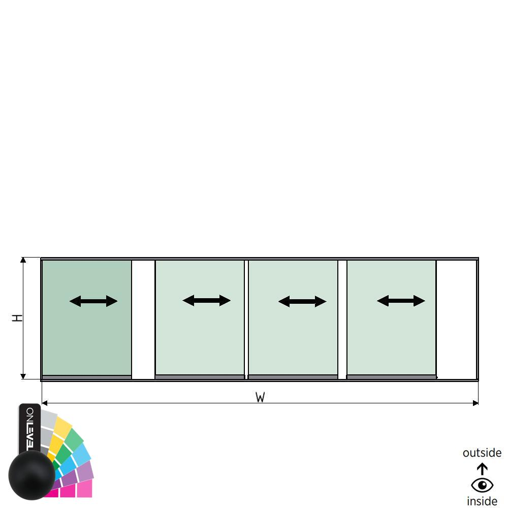 SunView model 1 left opening 5-lanes half height L=xxxxmm (max. 7500mm) H=xxxxmm (max. 1700mm), aluminum RAL matt (excl. locks, drivers and glass)