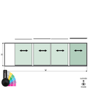 SunView model 1 rechtse opening 5-baans halve hoogte L=xxxxmm (max. 7500mm) H=xxxxmm (max. 1700mm), alum. RAL mat (excl. sloten, meenemers en glas)