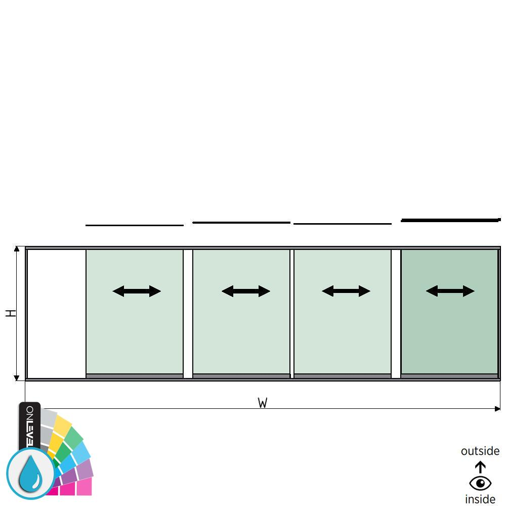 SunView model 1 right opening 5-lanes half height L=xxxxmm (max. 7500mm) H=xxxxmm (max. 1700mm), aluminum ARMOR RAL (excl. locks, drivers and glass)