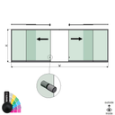 SunView modèle 2 ouverture gauche/droite 2-voies demi-hauteur L=xxxxmm (max. 6000mm) H=xxxxmm (max. 1700mm), aluminium RAL mat (y compris acier inox. la poignée de porte et les conducteurs, à l’exception des serrures et des vitres)