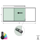 SunView Modell 2 linke Öffnung 3-spurig halbe Höhe L=xxxxmm (max. 4500mm) H=xxxxmm (max. 1700mm), Aluminium RAL matt (inkl. Edelstahl-Türgriff und Mitnehmer exkl. Schlösser und Glas)