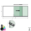 SunView model 2 rechtse opening 3-baans halve hoogte L=xxxxmm (max. 4500mm) H=xxxxmm (max. 1700mm), aluminium RAL glanzend (incl. rvs deurgreep en meenemers excl. sloten en glas)
