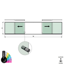 SunView model 2 links/rechts opening 3-baans halve hoogte L=xxxxmm (max. 9000mm) H=xxxxmm (max. 1700mm), aluminium RAL glanzend (incl. rvs deurgreep en meenemers excl. sloten en glas)