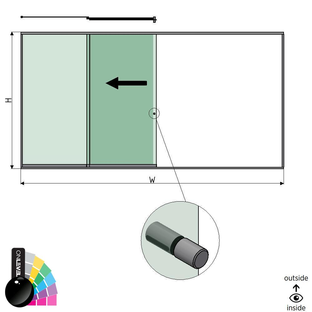 SunView modèle 2 ouverture à gauche 4-voies pleine hauteur L=xxxxmm (max. 6000mm) H=xxxxmm (max. 2600mm), aluminium RAL brillant (y compris acier inox. la poignée de porte et les conducteurs, à l’exception des serrures et des vitres)