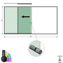 SunView Modell 2 linke Öffnung 4-spurig volle Höhe L=xxxxmm (max. 6000mm) H=xxxxmm (max. 2600mm), Alum. RAL struktur (inkl. Edelstahl-Türgriff und Mitnehmer exkl. Schlösser und Glas)
