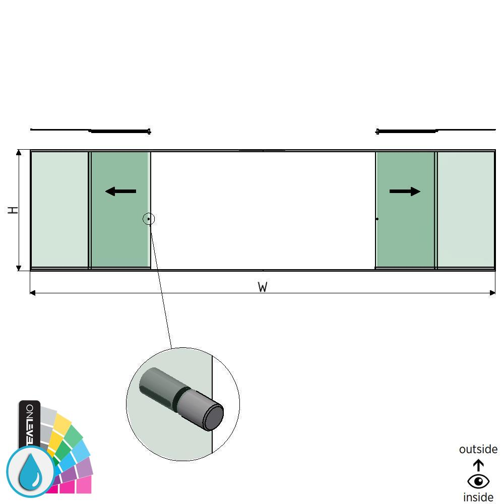 SunView model 2 left/right opening 4-lanes full height L=xxxxmm (max. 12000mm) H=xxxxmm (max. 2600mm), aluminum ARMOR RAL (incl. stainless steel doorhandle and drivers excl. locks and glass)