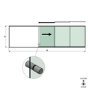 SunView Modell 2 rechte Öffnung 5-spurig halbe Höhe L=xxxxmm (max. 7500mm) H=xxxxmm (max. 1700mm), Aluminium natur eloxiert (inkl. Edelstahl-Türgriff und Mitnehmer exkl. Schlösser und Glas)